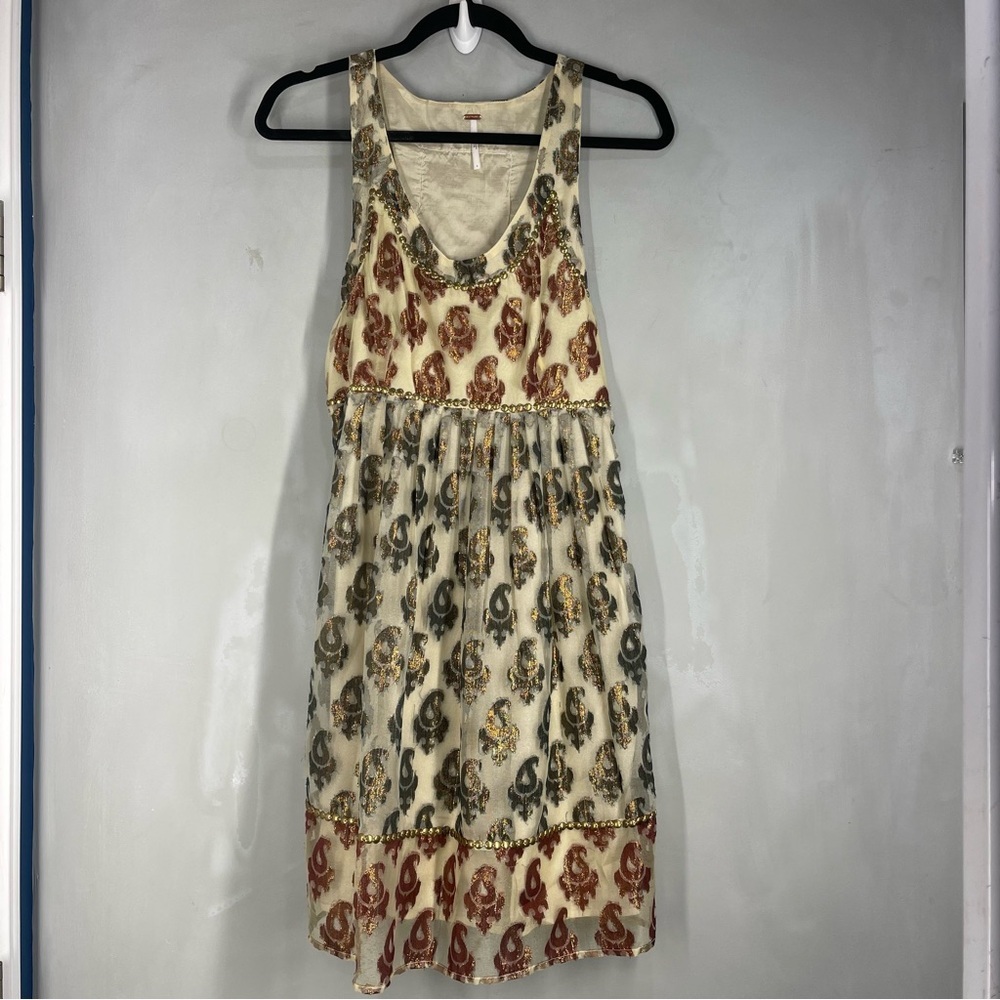 Free People Party Champagne Combo Mini Dress Size 6 - Picture 3 of 12